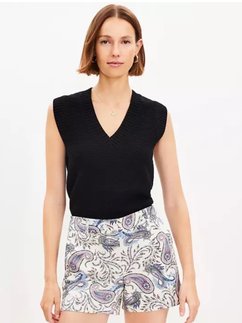 NWT Ann Taylor LOFT V-neck Sweater Vest Black Size Medium